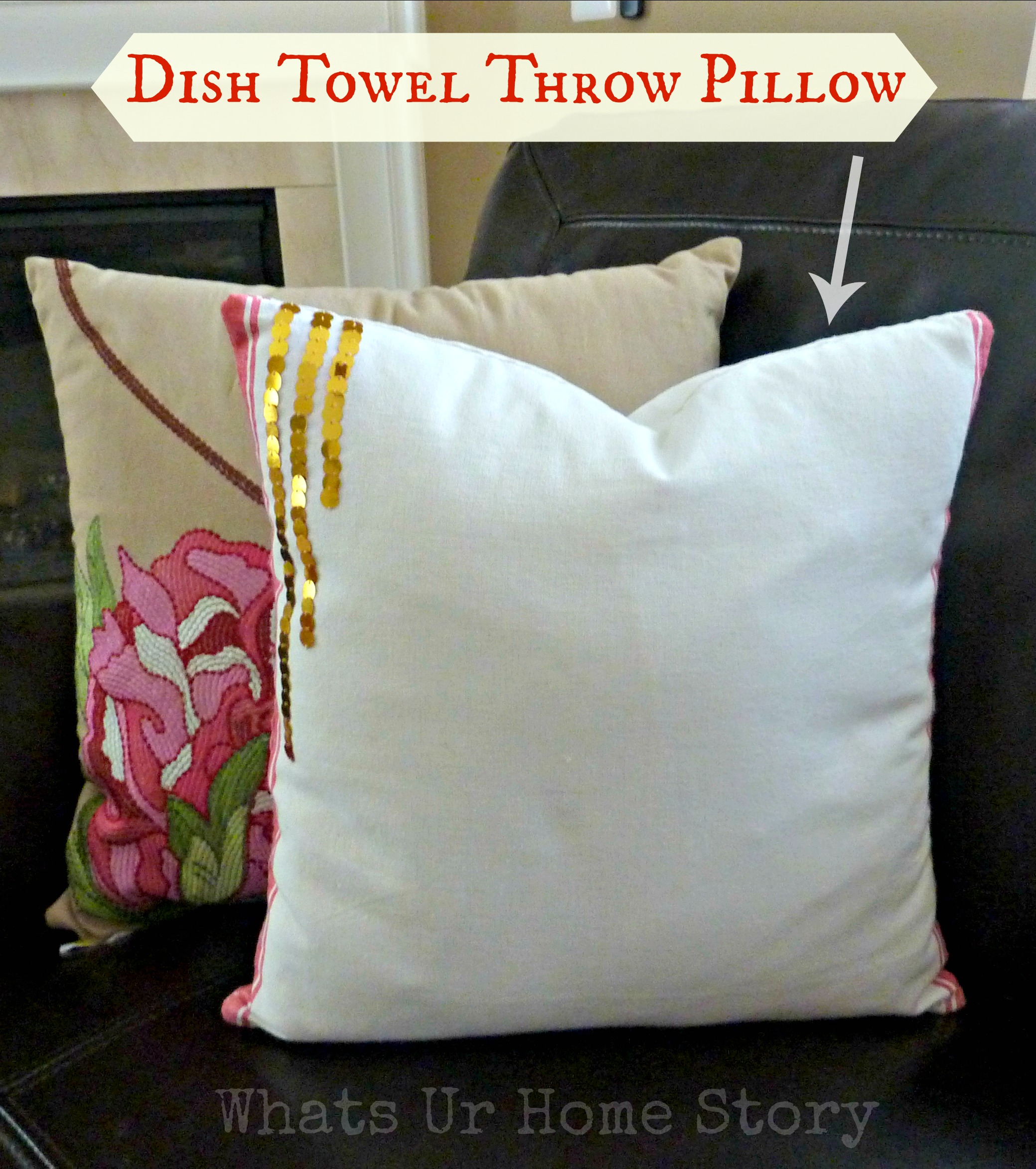 Dish Towel Throw Pillow,Pottery Barn knockoff pillow,DIY throw pillow