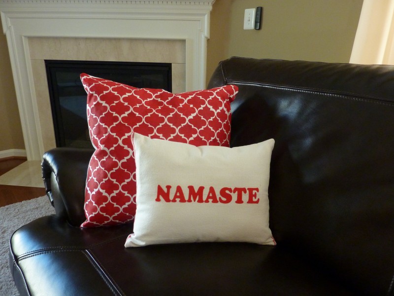 DIY Pillow Using Iron on Letters   Namaste Pillow