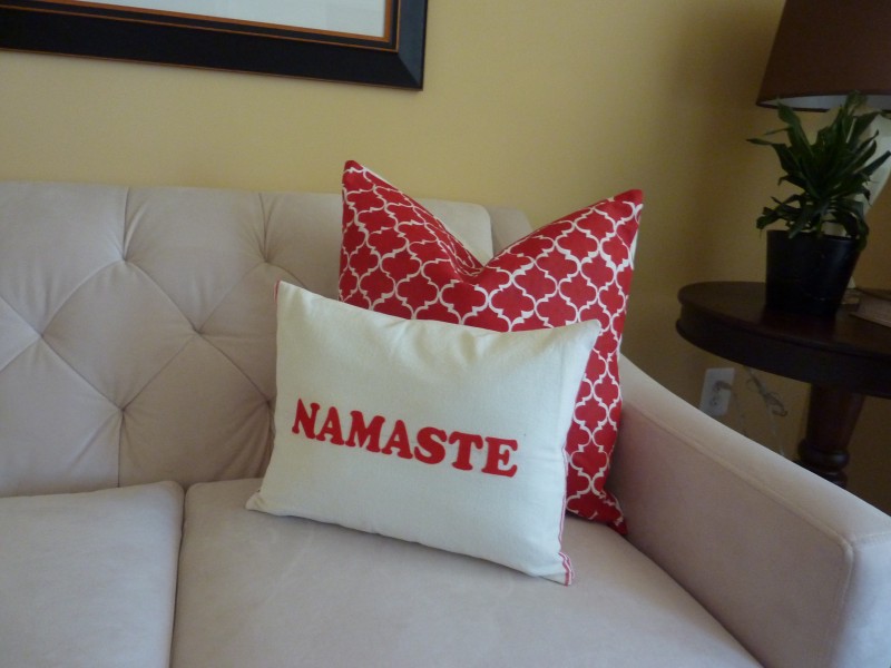 DIY Pillow Using Iron on Letters   Namaste Pillow