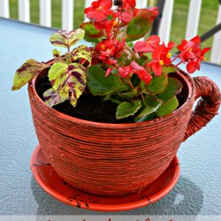 repair a broken planter, fix a broken ceramic planter with rope