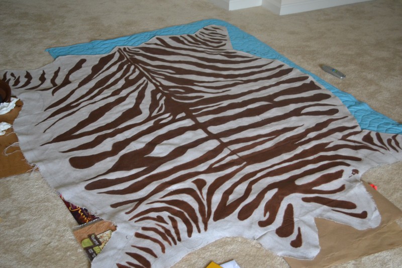 How to Make a Rug from Drop Cloth   DIY Zebra Rug