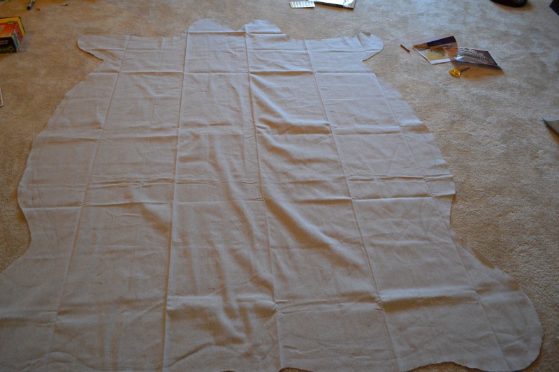 How to Make a Rug from Drop Cloth   DIY Zebra Rug