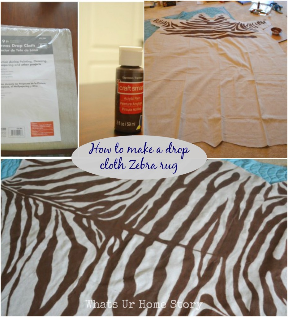 How to Make a Rug from Drop Cloth   DIY Zebra Rug