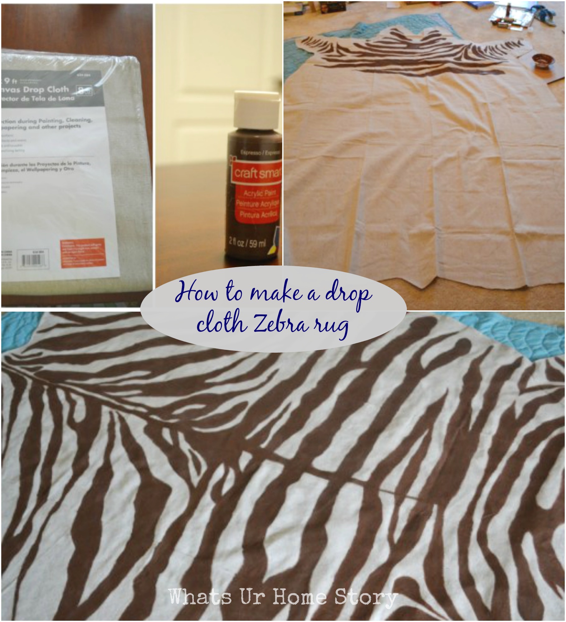 How to Make a Rug from Drop Cloth DIY Zebra Rug Whats Ur Home Story