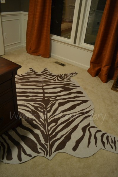 faux zebra hide rug, diy drop cloth rug, diy faux zebra hide