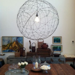 galvanized wire orb chandelier