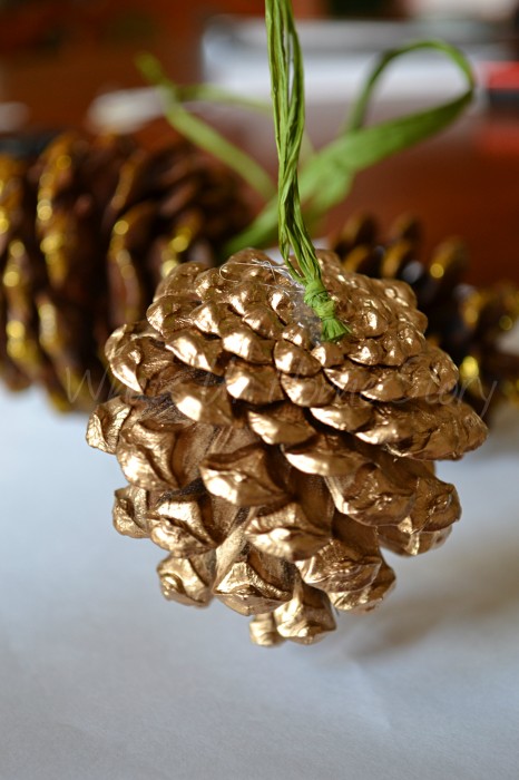 Gilded Pine Cone Ornament Knockoff
