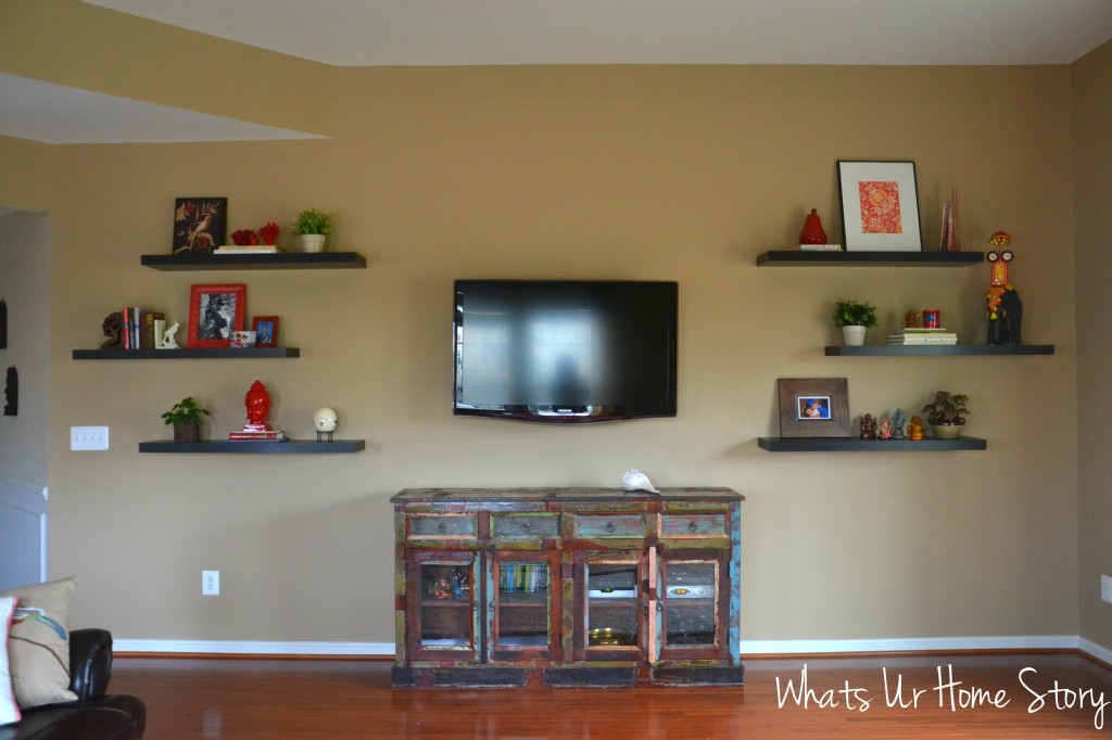 How to Decorate Around a TV with Floating Shelves