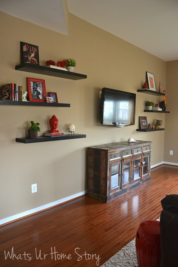 How to Decorate Around a TV with Floating Shelves | Whats Ur Home Story