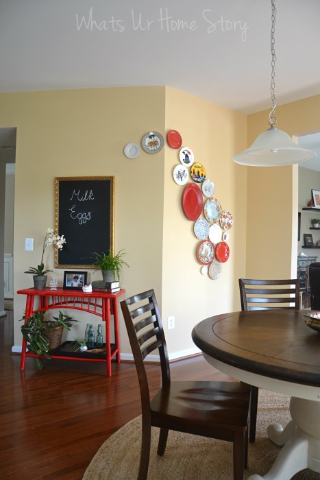 Whats Ur Home Story: Plate wall, diy chalkboard from mirror