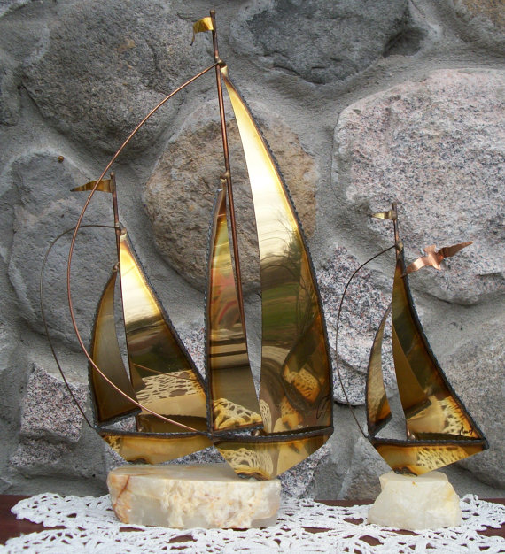 brass sailboat sculpture