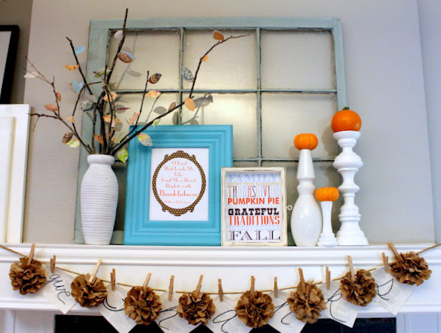 Simple Thanksgiving Mantel