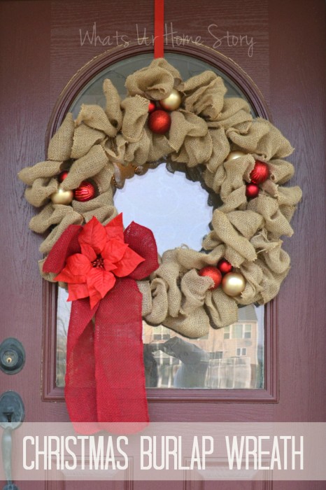 Whats Ur Home Story: Christmas Burlap Wreath diy, DIY burlap wreath, how to make a Christmas burlap wreath
