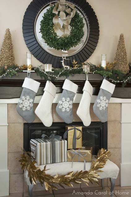 Gold and Silver Christmas Mantel, Christmas mantle