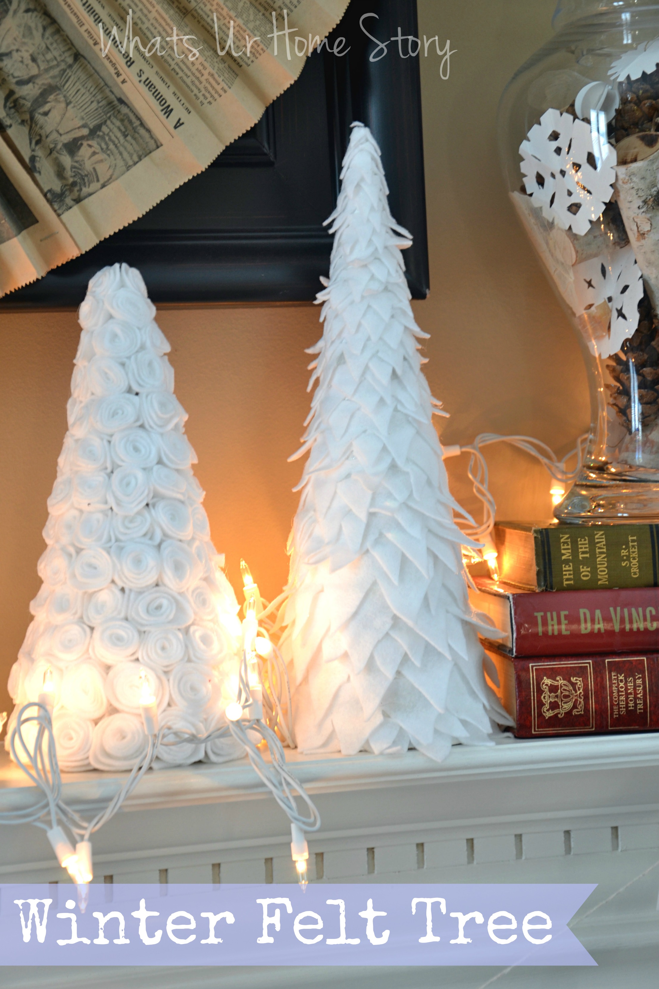 Winter felt tree, diy paper cone trees