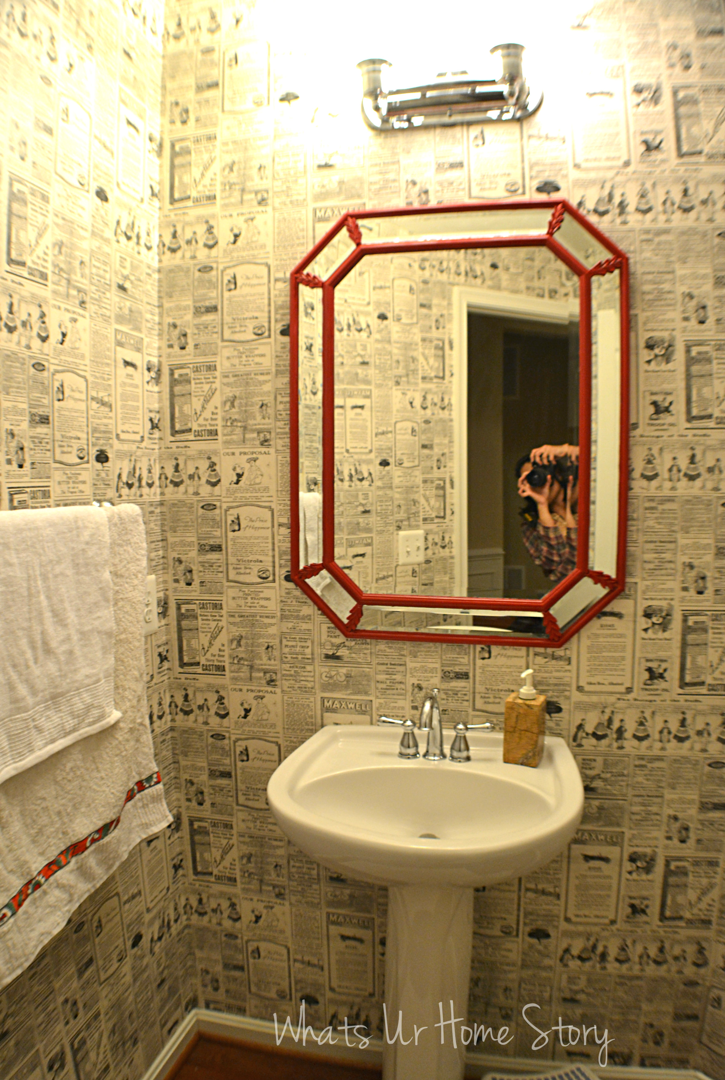 Octagon mirror, powder room mirror makeover