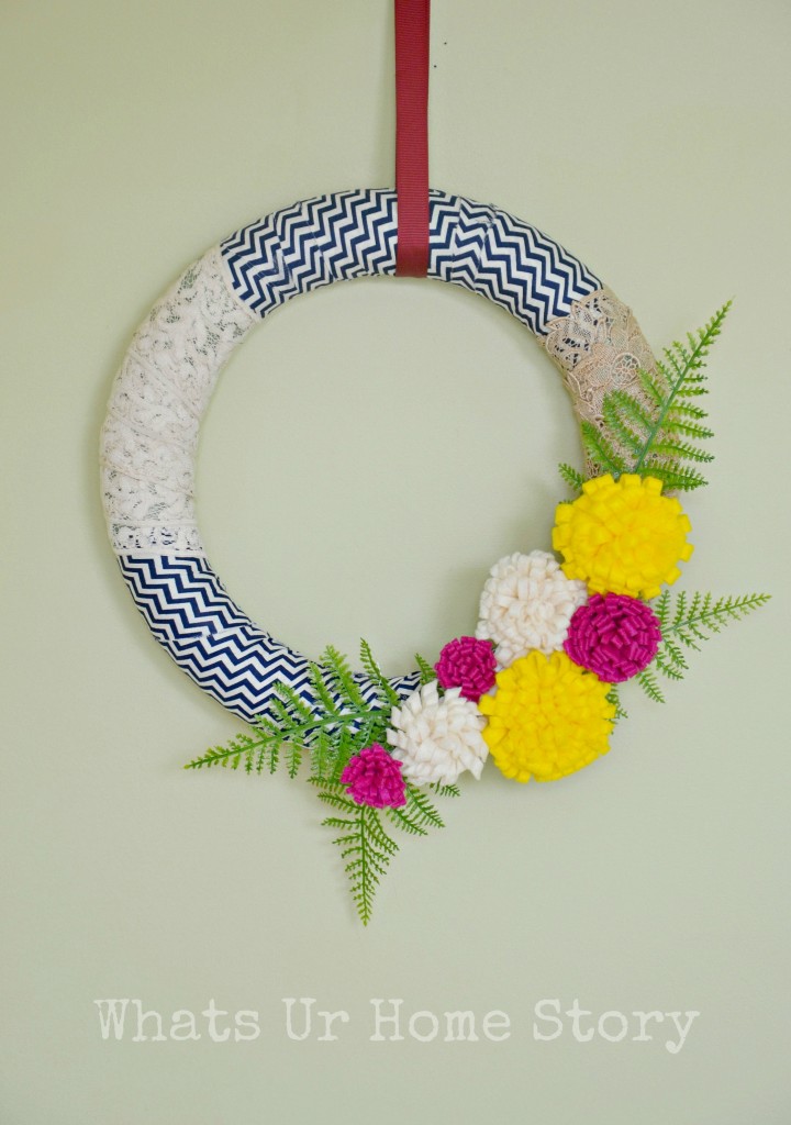 Felt Flowers & Fabric Scraps Spring Wreath