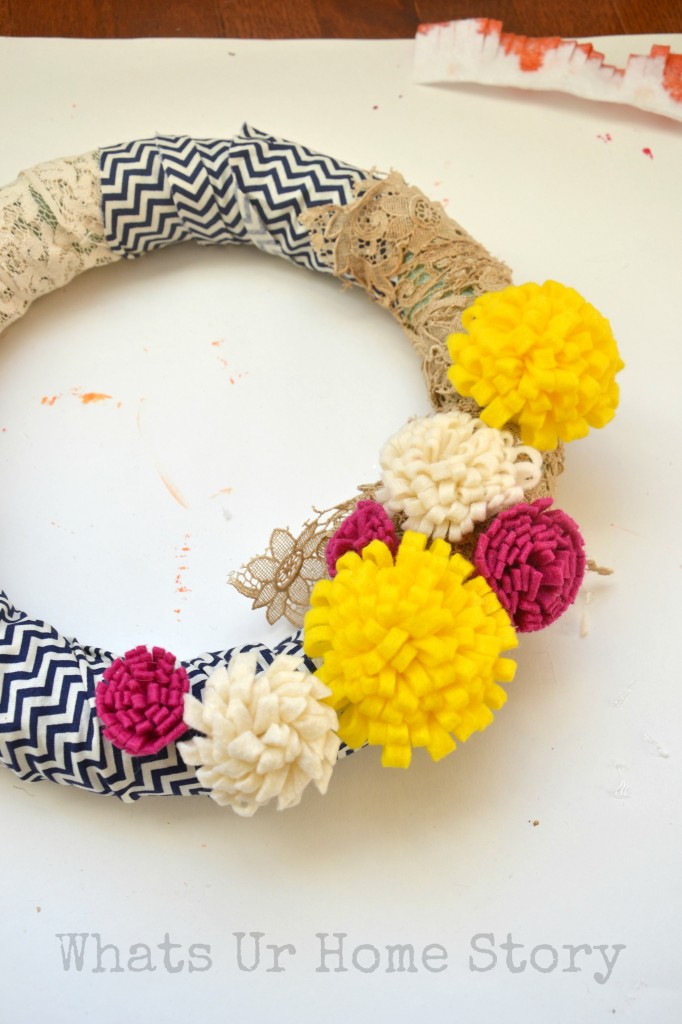 Felt Flowers & Fabric Scraps Spring Wreath