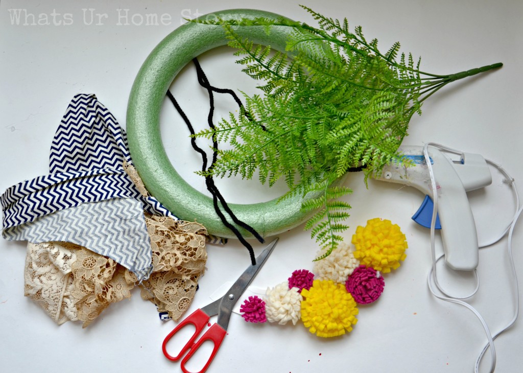 Felt Flowers & Fabric Scraps Spring Wreath