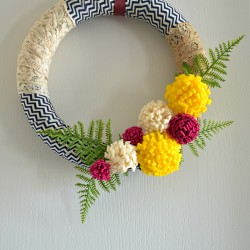 fabric scraps wreath, felt flower wreath, spring wreath