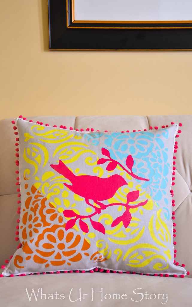 Multi Color Layered Stenciled Pillow