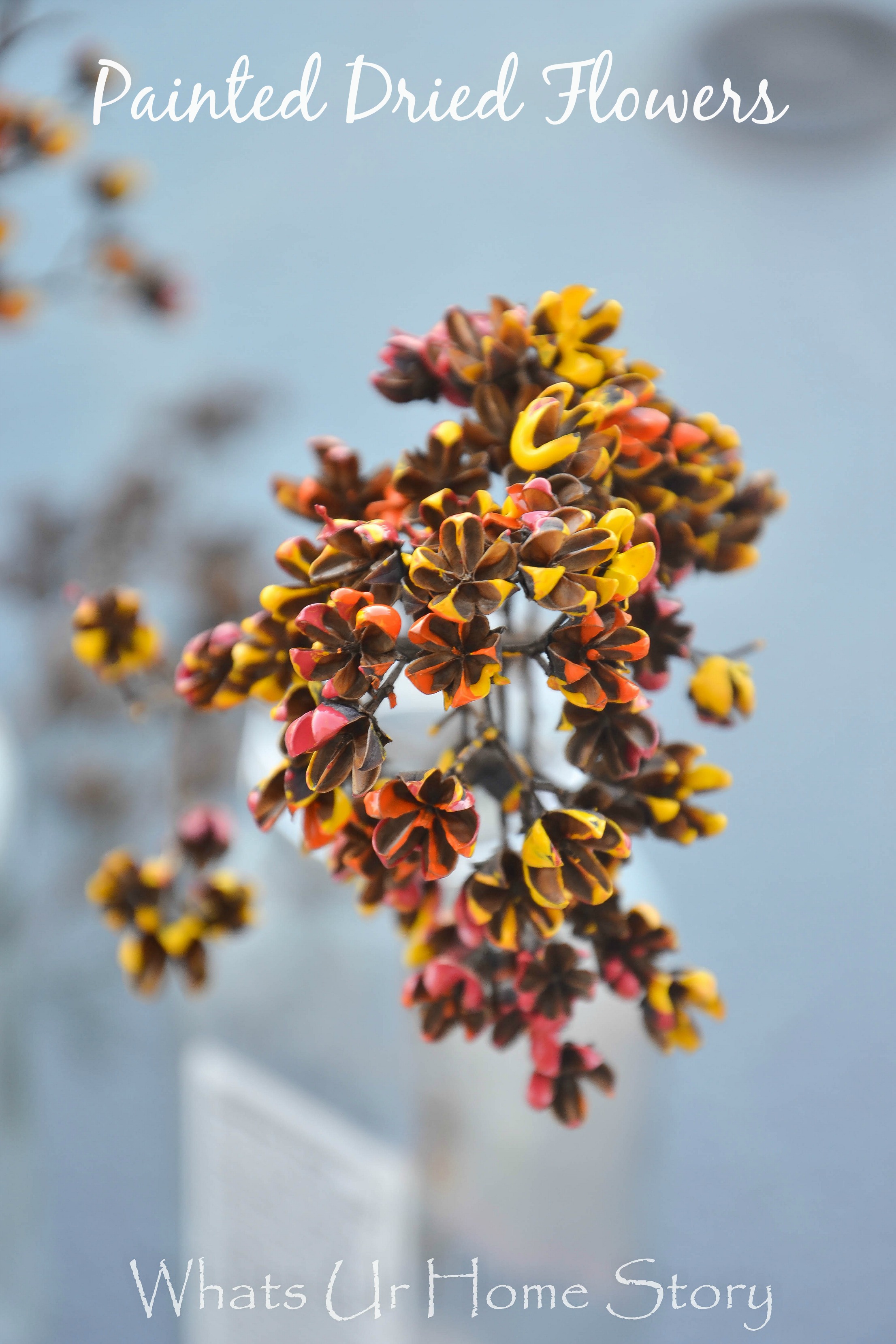 diy painted flowers, painted dried flowers