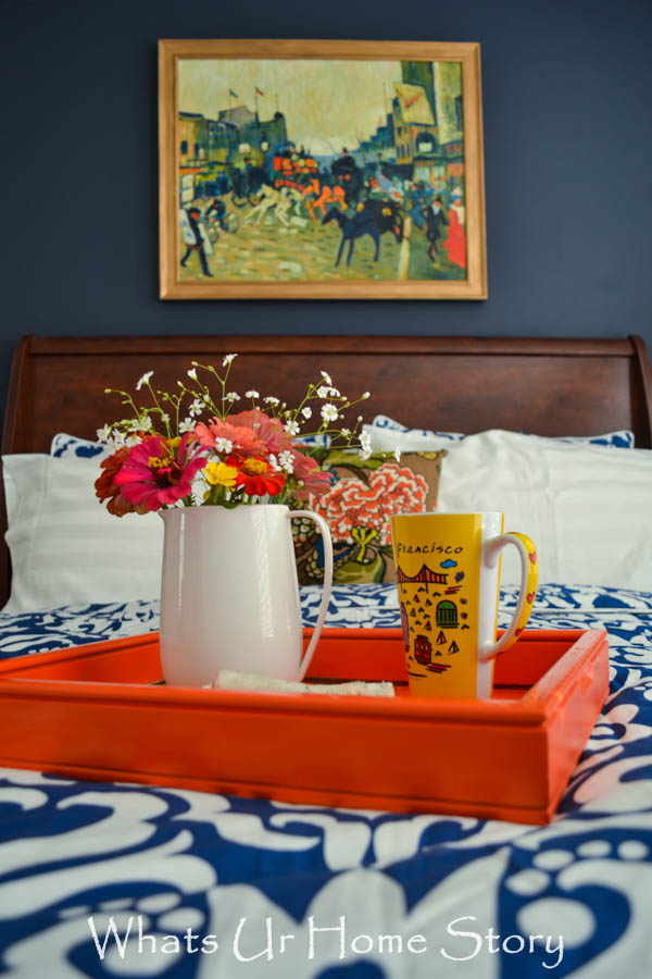 Navy and Coral Bedroom