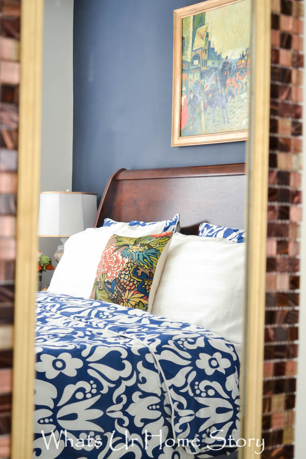 Navy and Coral Bedroom