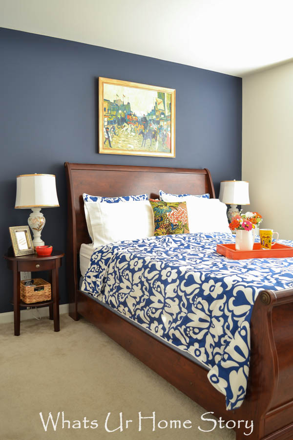Navy and Coral Bedroom