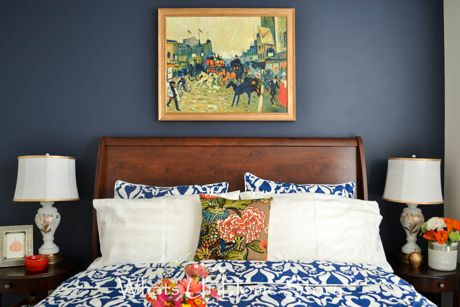 Navy and Coral Bedroom