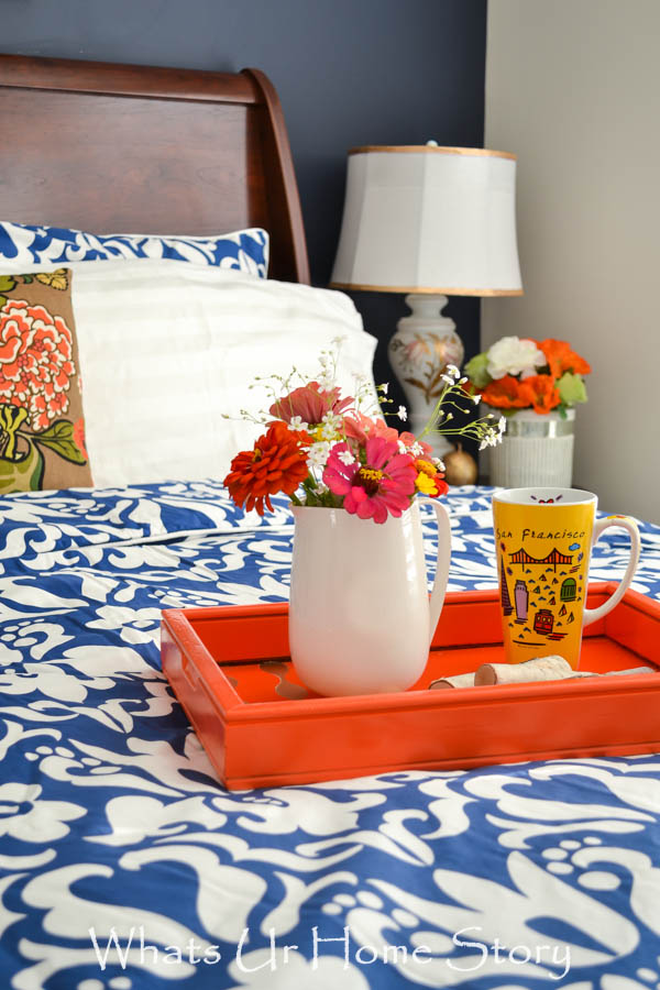 Navy and Coral Bedroom