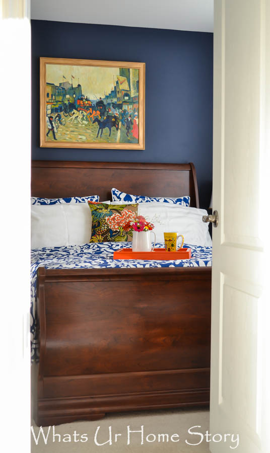 Navy and Coral Bedroom