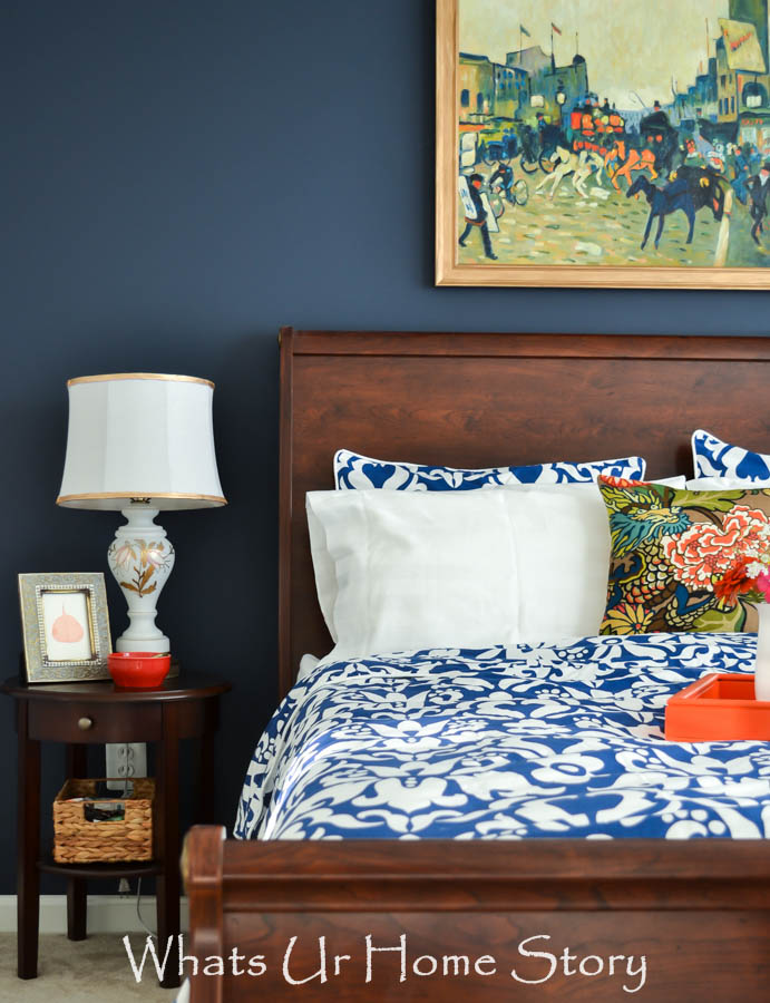 Navy and Coral Bedroom