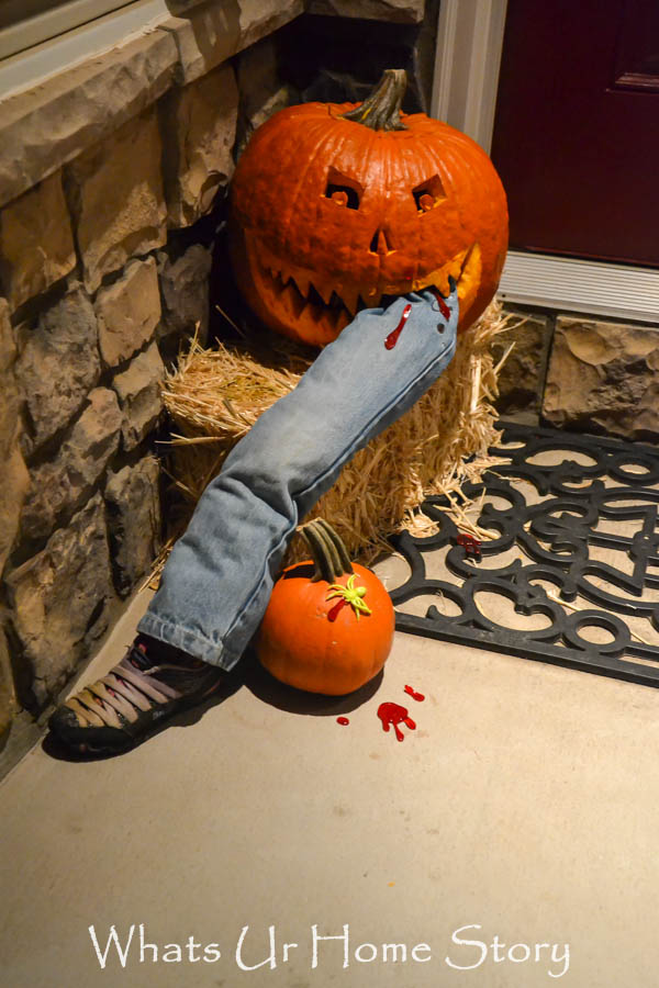 man eating pumpkin