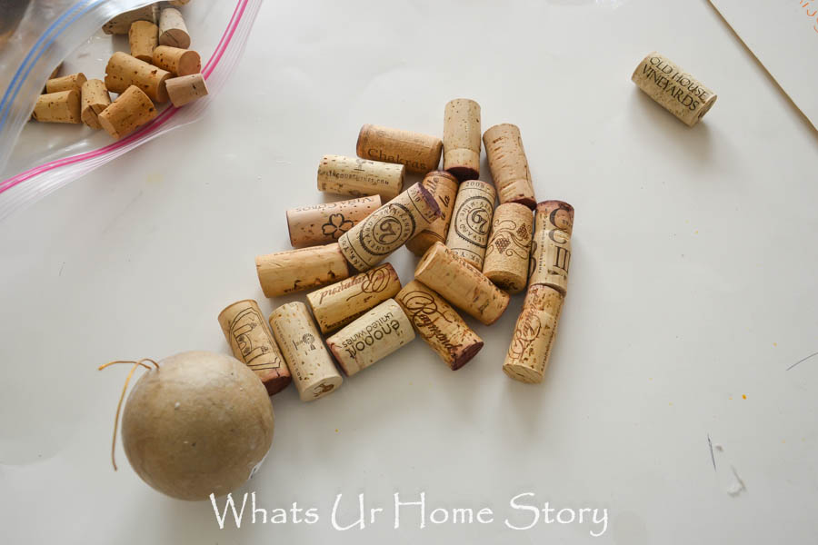 Easy Wine Cork Craft   Cork Ball Ornament