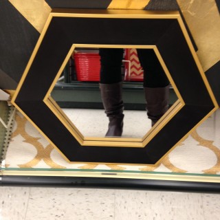 Black and Gold Hexagon Mirror e