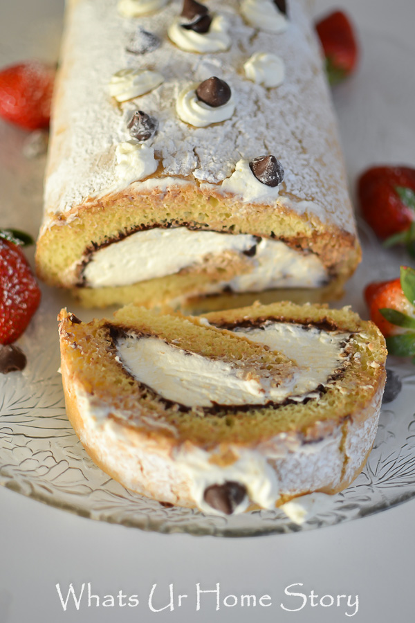 Chocolate and Caramel Cream Cake Roll