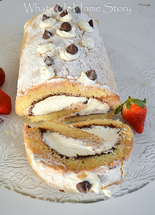 Chocolate and Caramel Cream Cake Roll