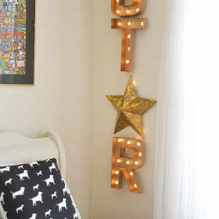Hollywood galm girls room with DIY STAR Marquee sign