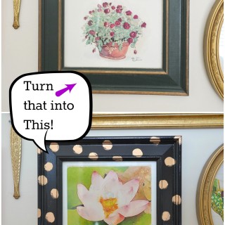 Thrift store frames makeover with spray paint and gold gilding