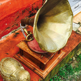 antiquing in Jew town Brass gramaphone