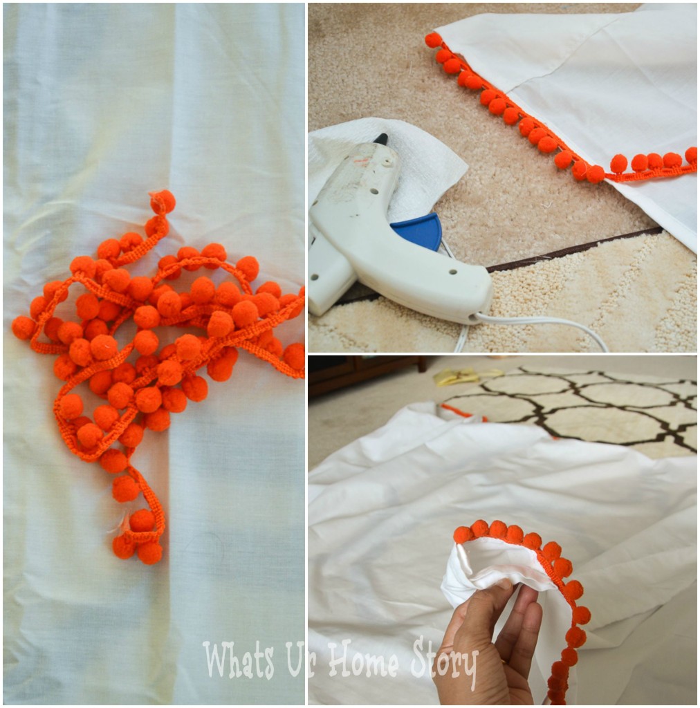 How to Make Curtains from Flat Sheet   Pom Pom Curtain