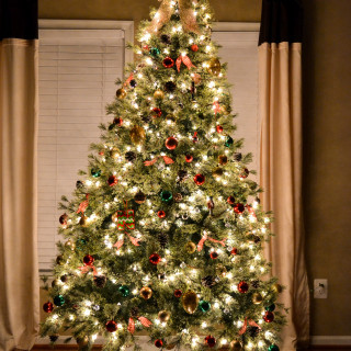 Christmas Tree with ornaments and a bow tree topper