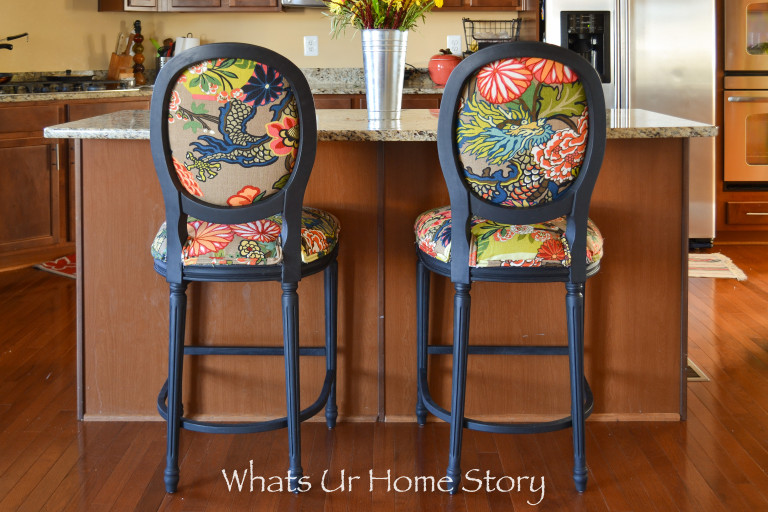 How to Give New Look to Old Fabric Bar Stools Whats Ur Home Story
