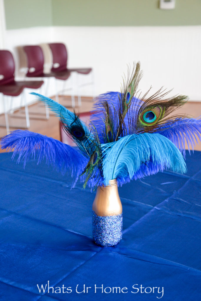 DIY Glitter Jar Peacock Centerpiece