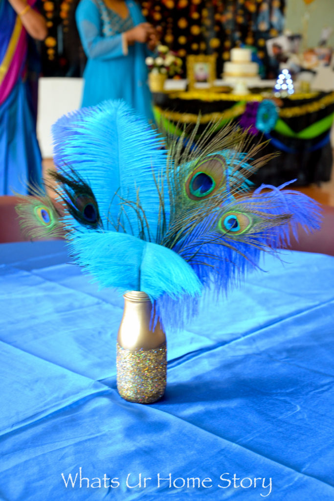 DIY Glitter Jar Peacock Centerpiece