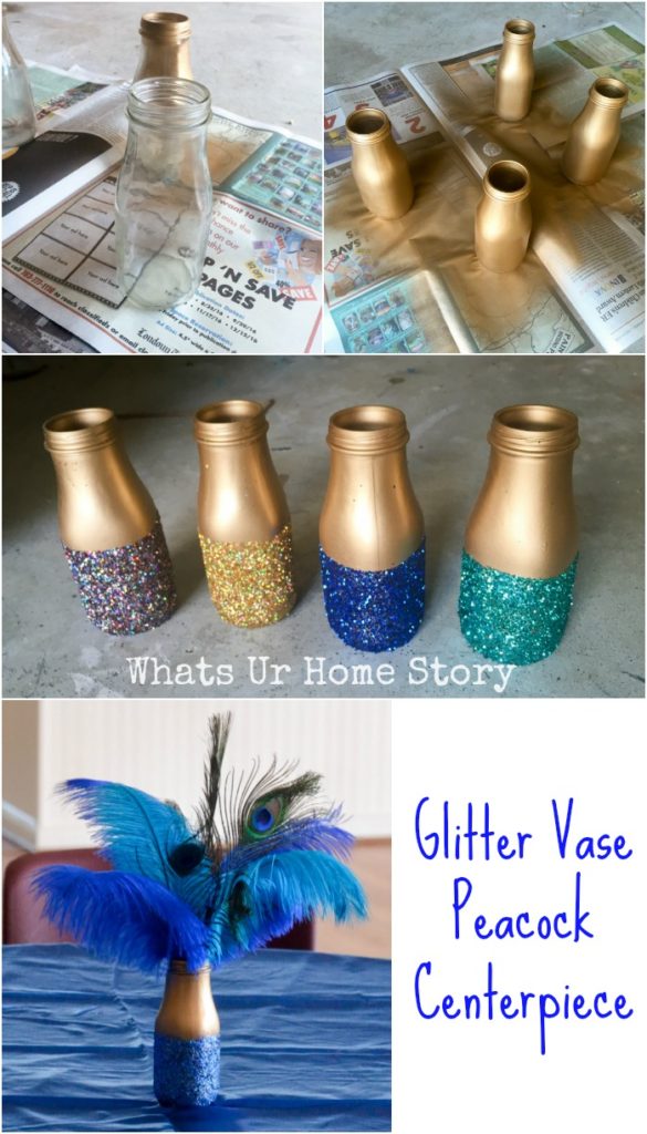 DIY Glitter Jar Peacock Centerpiece