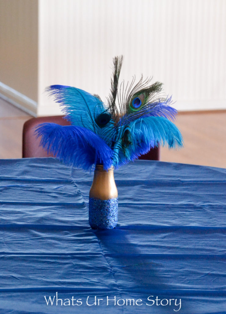 DIY Glitter Jar Peacock Centerpiece