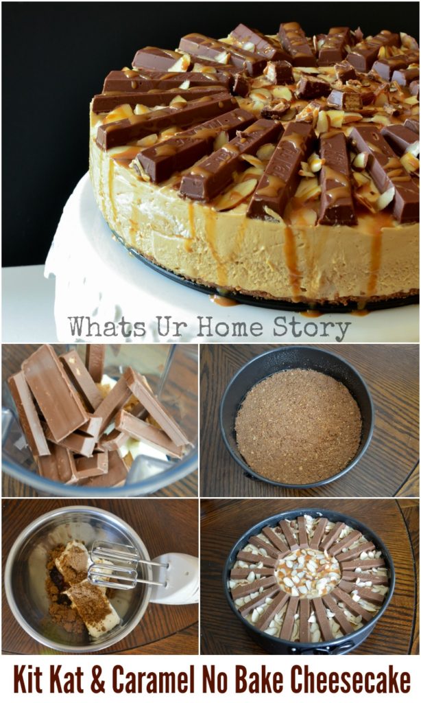 Kit Kat & Caramel No Bake Cheesecake