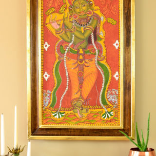 traditional indian mural painting in an ornate diy frame